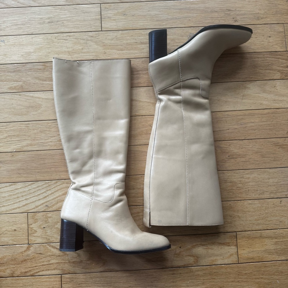 Madewell Leather Knee-High Boots – Cream / Bone